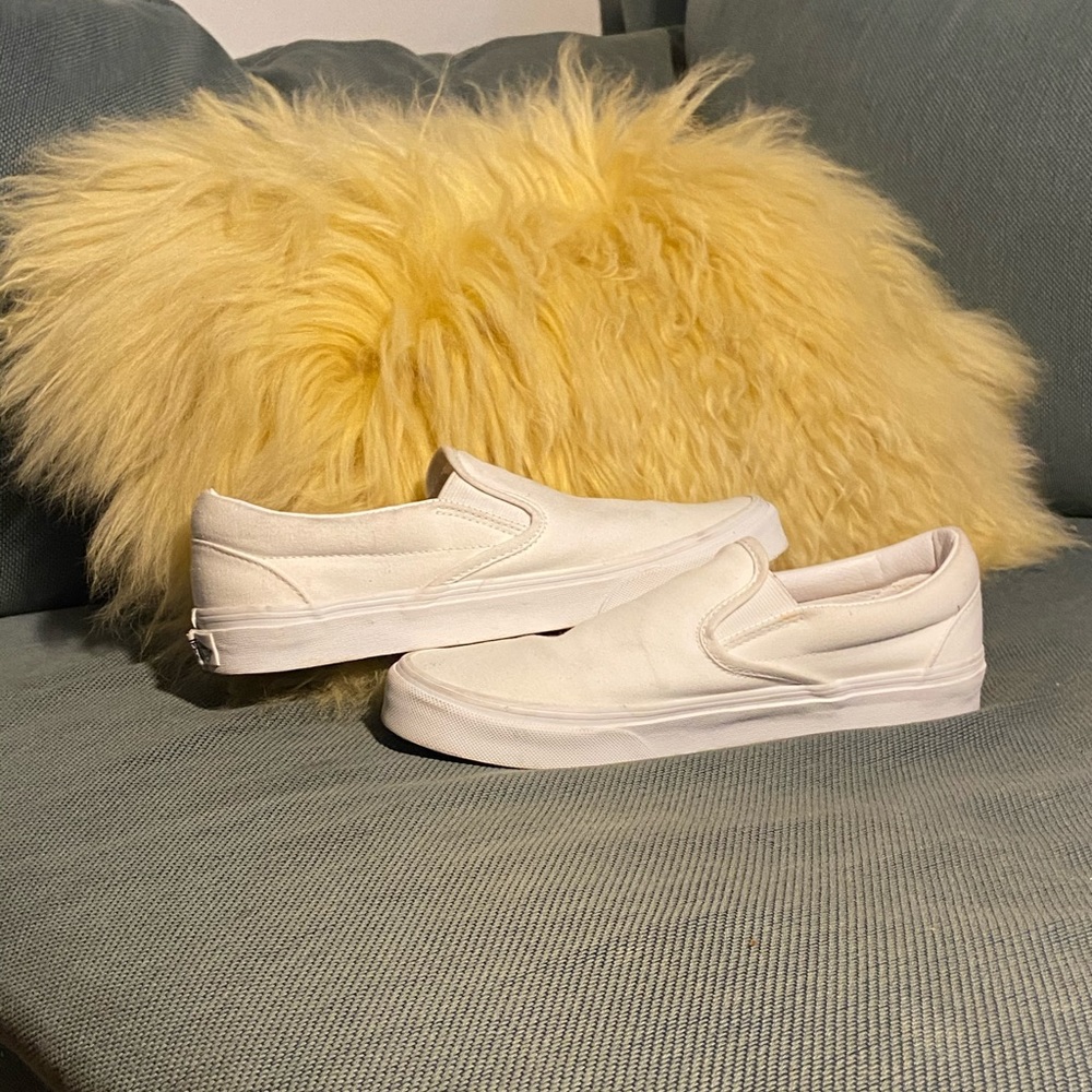 white slip on vans